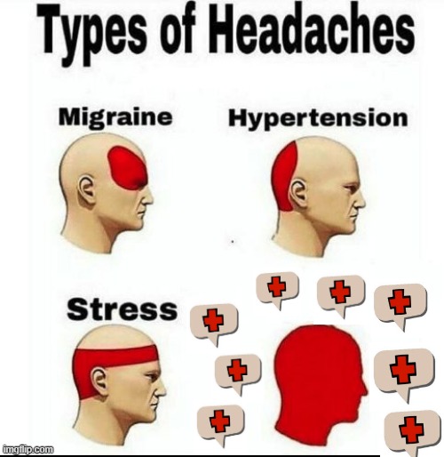 The stress is real | image tagged in types of headaches meme | made w/ Imgflip meme maker