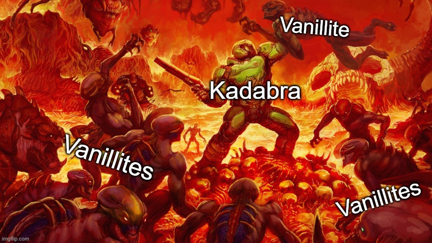 Doomguy | Kadabra Vanillites Vanillite Vanillites | image tagged in doomguy | made w/ Imgflip meme maker