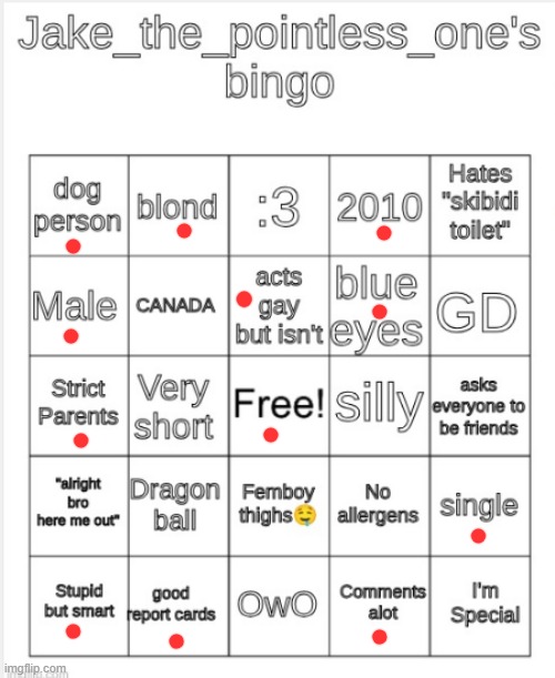 Jake_the_pointless_one's bingo | image tagged in jake_the_pointless_one's bingo | made w/ Imgflip meme maker
