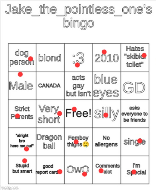 Jake_the_pointless_one's bingo | image tagged in jake_the_pointless_one's bingo | made w/ Imgflip meme maker