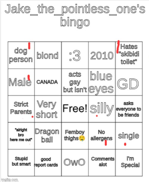 Jake_the_pointless_one's bingo | image tagged in jake_the_pointless_one's bingo | made w/ Imgflip meme maker