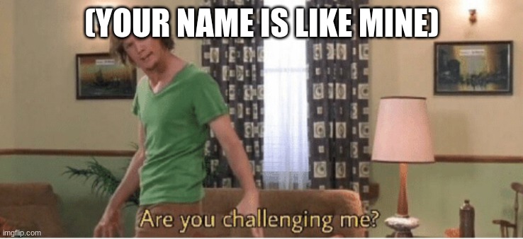are you challenging me | (YOUR NAME IS LIKE MINE) | image tagged in are you challenging me | made w/ Imgflip meme maker