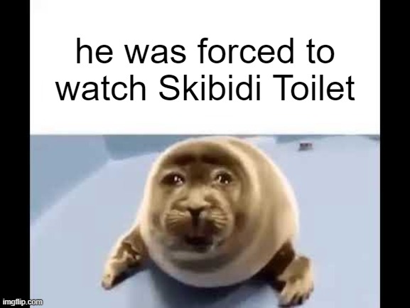 Image Title | he was forced to watch Skibidi Toilet | image tagged in he was forced to eat cement | made w/ Imgflip meme maker