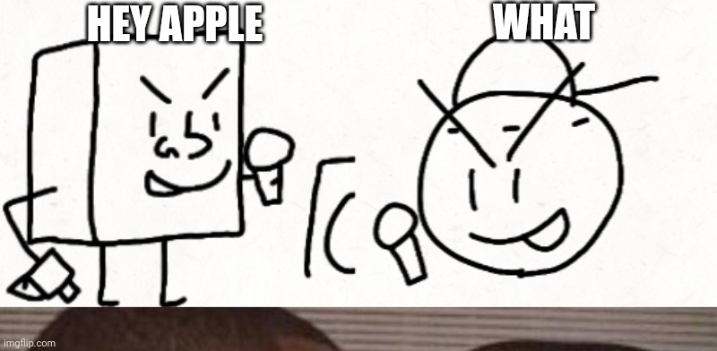 ㅤ | WHAT; HEY APPLE | image tagged in two guys | made w/ Imgflip meme maker