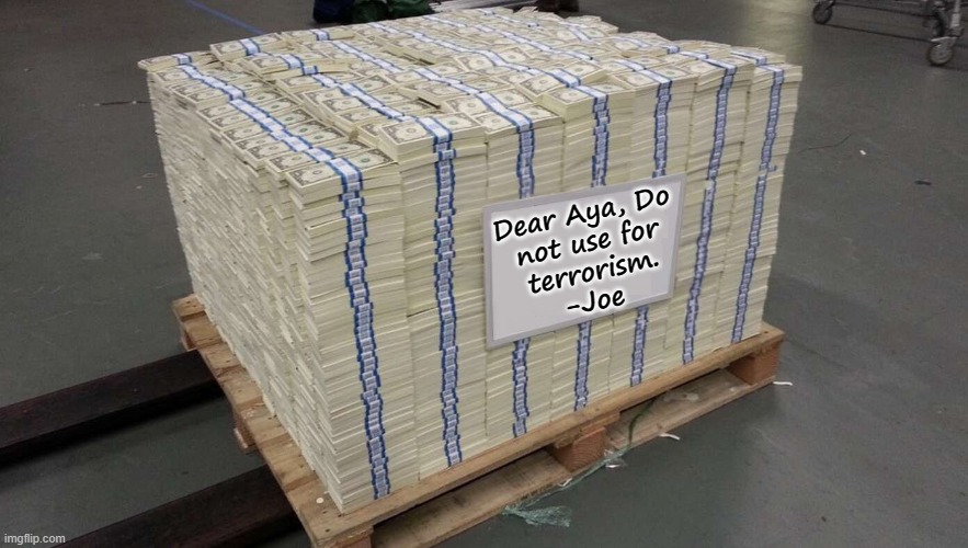 DON'T! | Dear Aya, Do
not use for
terrorism.
-Joe | image tagged in vince vance,ayatollah,money,islamic terrorism,memes,joe biden | made w/ Imgflip meme maker