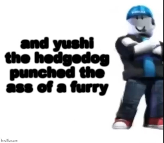 Roblox | and yushi the hedgedog punched the ass of a furry | image tagged in roblox | made w/ Imgflip meme maker