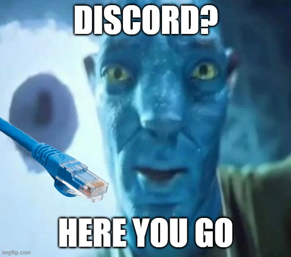 discord | DISCORD? HERE YOU GO | image tagged in avatar guy,discord,bad pun,advice animal,funny memes,memes | made w/ Imgflip meme maker