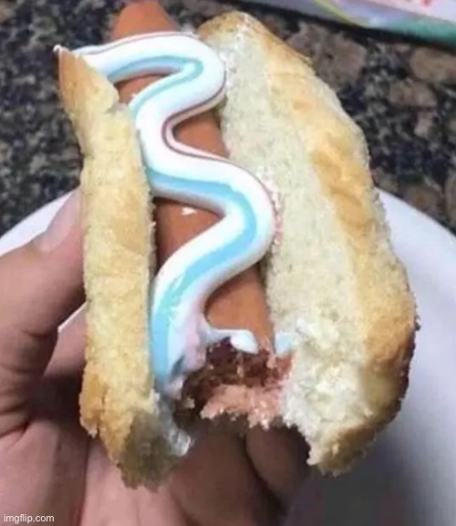 Toothpaste on a hot dog | made w/ Imgflip meme maker