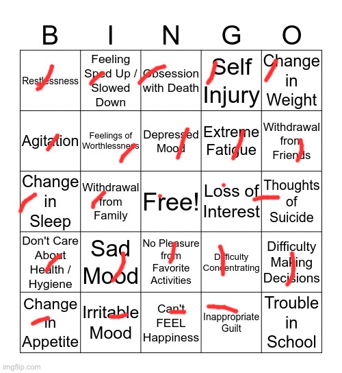 Wtf- | image tagged in depression bingo 1 | made w/ Imgflip meme maker