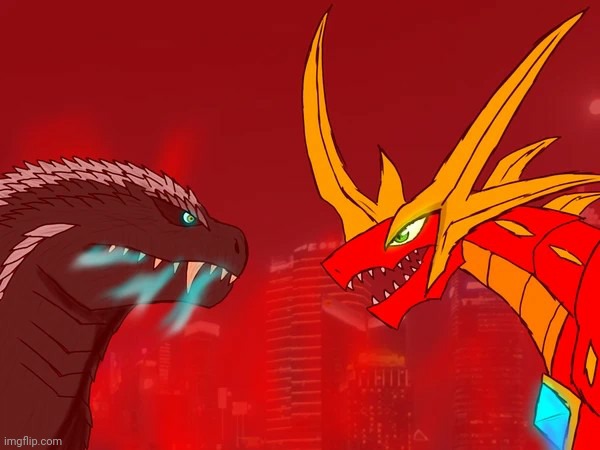Godzilla vs Drago (Art by thanathomm29) | image tagged in crossover | made w/ Imgflip meme maker