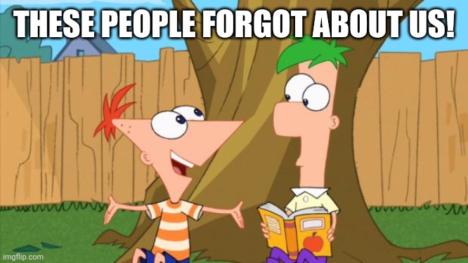 Phineas & Ferb | THESE PEOPLE FORGOT ABOUT US! | image tagged in phineas ferb | made w/ Imgflip meme maker