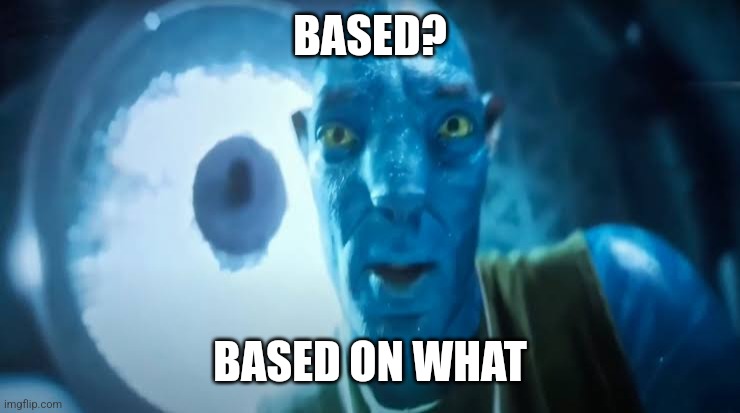 Avatar blue Guy | BASED? BASED ON WHAT | image tagged in avatar blue guy | made w/ Imgflip meme maker
