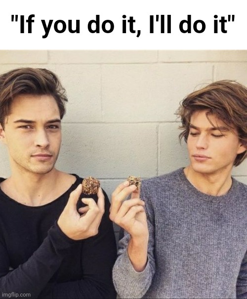 makes me want to do anything | "If you do it, I'll do it" | image tagged in bro,best friend,mog,model | made w/ Imgflip meme maker