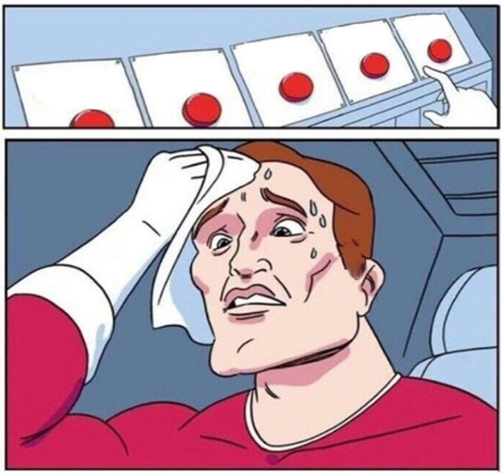 choosing from 4 buttons Blank Meme Template