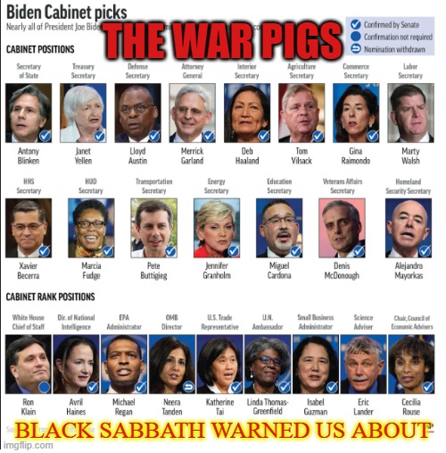 War Pigs | THE WAR PIGS; BLACK SABBATH WARNED US ABOUT | image tagged in war,ww3,world war 3,ozzy osbourne,ozzy,black sabbath | made w/ Imgflip meme maker