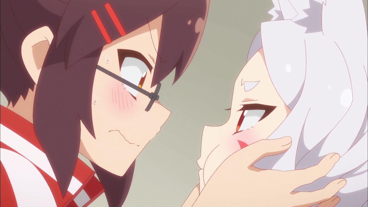 High Quality Senko Yasuko Squeezes Shiro's cheek Blank Meme Template