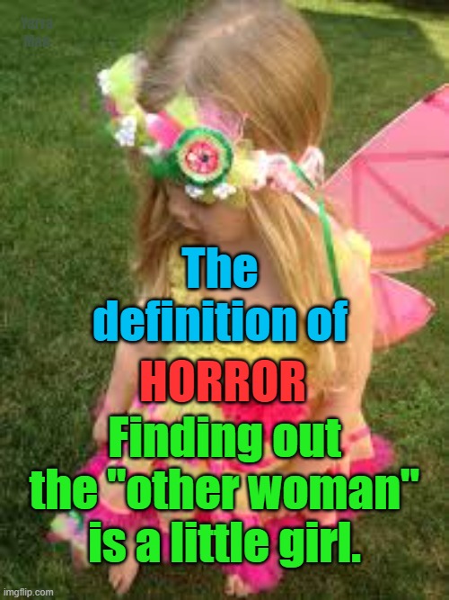 The other "woman" | Yarra Man; The definition of; HORROR; Finding out the "other woman" is a little girl. | image tagged in horror,pedo maggots,predators,sickos,rock spiders,dog maggots | made w/ Imgflip meme maker