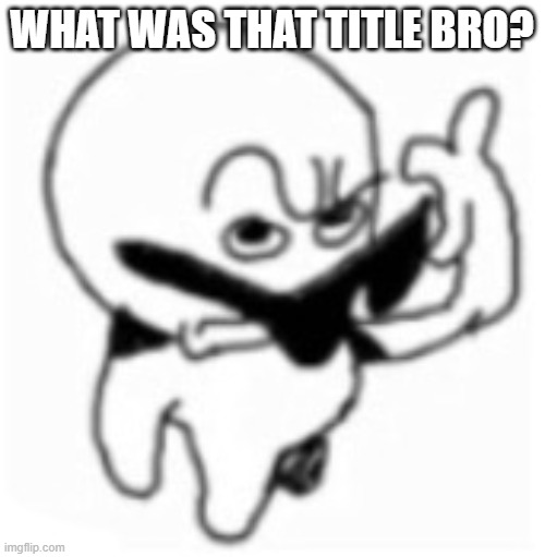 what did you say bro? | WHAT WAS THAT TITLE BRO? | image tagged in what did you say bro | made w/ Imgflip meme maker