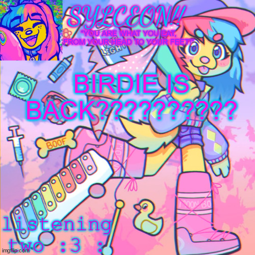 THIS IS SYLCEON SPEAKJIN AND UR LISTENIN 2 4LUNG!! | BIRDIE IS BACK?????????? | image tagged in this is sylceon speakjin and ur listenin 2 4lung | made w/ Imgflip meme maker