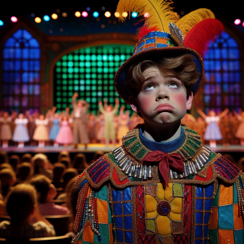 Bored and angry kid singing in the wizard of oz musical at schoo Blank Meme Template