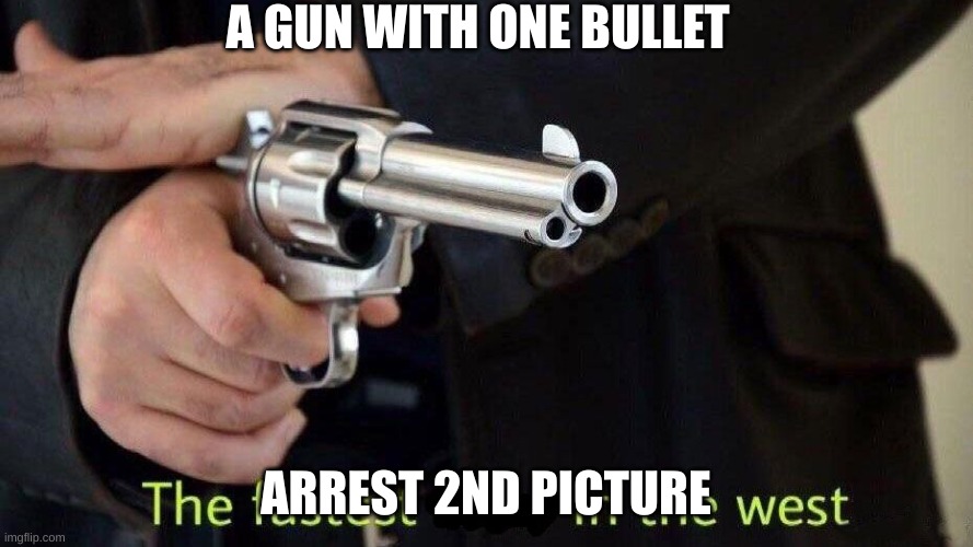A GUN WITH ONE BULLET ARREST 2ND PICTURE | image tagged in fastest draw | made w/ Imgflip meme maker