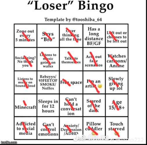 I won 6 times. ultimate loser | image tagged in loser bingo | made w/ Imgflip meme maker