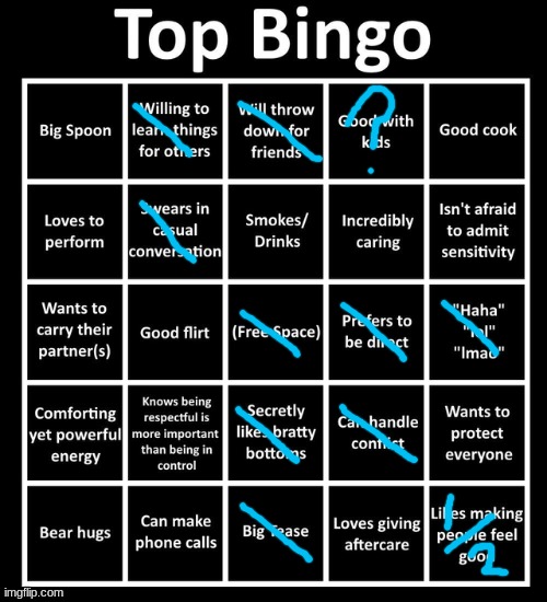 now ima do the bottom bingo and compare | image tagged in top bingo | made w/ Imgflip meme maker