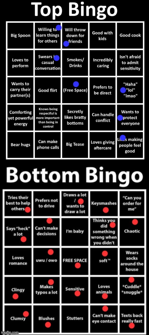 top and bottom bingo | image tagged in top bingo | made w/ Imgflip meme maker