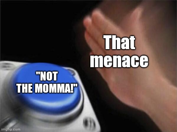 Blank Nut Button Meme | That menace "NOT THE MOMMA!" | image tagged in memes,blank nut button | made w/ Imgflip meme maker