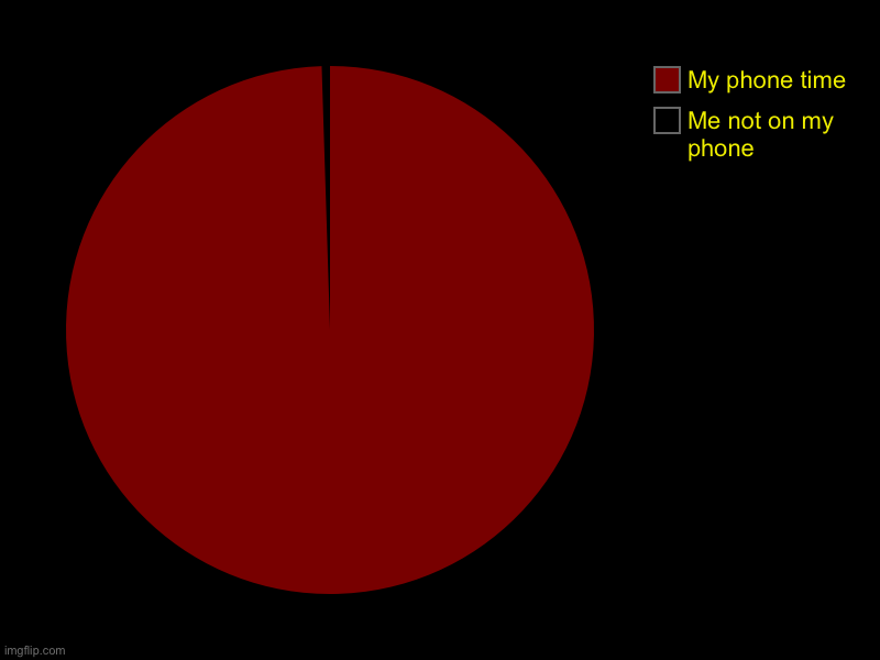Me not on my phone , My phone time | image tagged in charts,pie charts | made w/ Imgflip chart maker