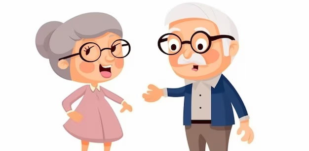 High Quality Old Couple Talking Cartoon Blank Meme Template