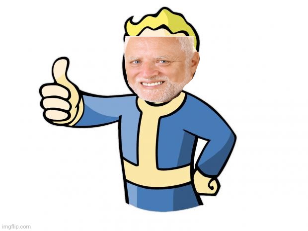 Caption this? | image tagged in fallout vault boy,hide the pain harold | made w/ Imgflip meme maker