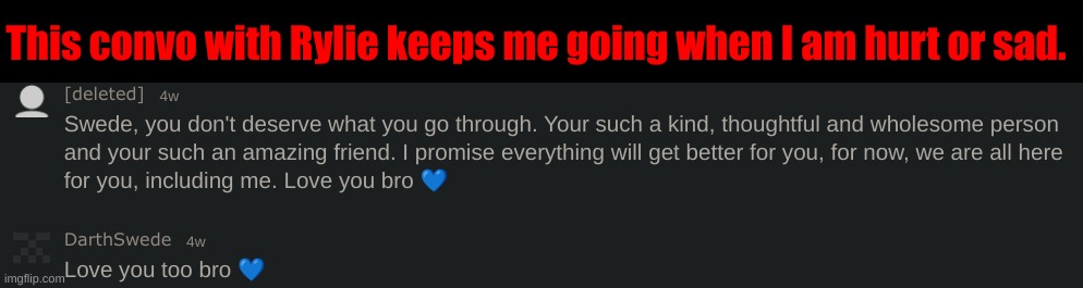 This convo with Rylie keeps me going when I am hurt or sad. | made w/ Imgflip meme maker