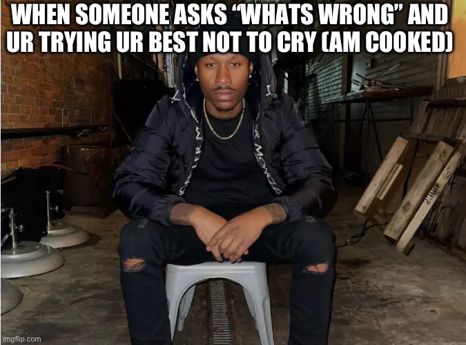 Duke dennis | WHEN SOMEONE ASKS “WHATS WRONG” AND UR TRYING UR BEST NOT TO CRY (AM COOKED) | image tagged in duke dennis | made w/ Imgflip meme maker