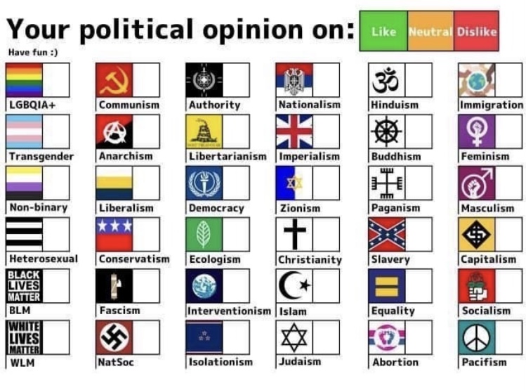 Political view chart Blank Meme Template
