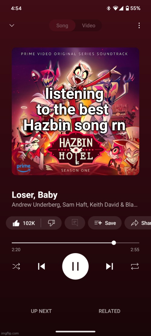 best song | listening to the best 
Hazbin song rn | image tagged in hazbin hotel,songs | made w/ Imgflip meme maker