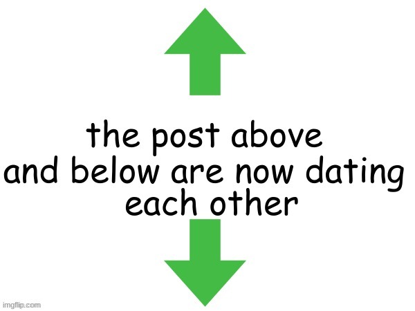 the post above and below are now dating | each other | image tagged in the post above and below are now dating | made w/ Imgflip meme maker