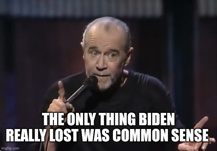George Carlin | THE ONLY THING BIDEN REALLY LOST WAS COMMON SENSE | image tagged in george carlin | made w/ Imgflip meme maker