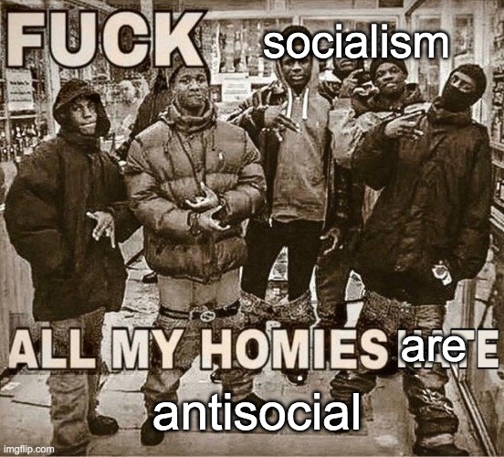 All My Homies Hate | socialism; are; antisocial | image tagged in all my homies hate | made w/ Imgflip meme maker
