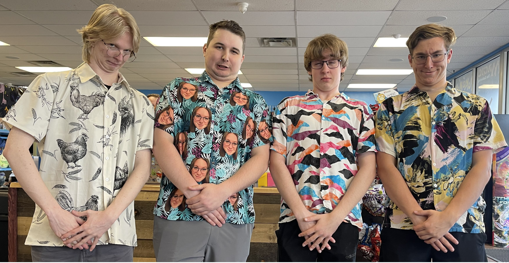 White Kids in Hawaiian Shirts Blank Meme Template