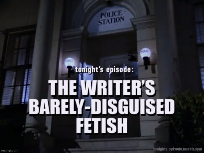 Tonight's Episode: The Writer's Barely-Disguised Fetish | image tagged in tonight's episode the writer's barely-disguised fetish | made w/ Imgflip meme maker