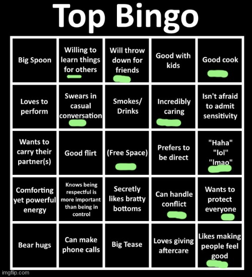 checks out tbh | image tagged in top bingo | made w/ Imgflip meme maker