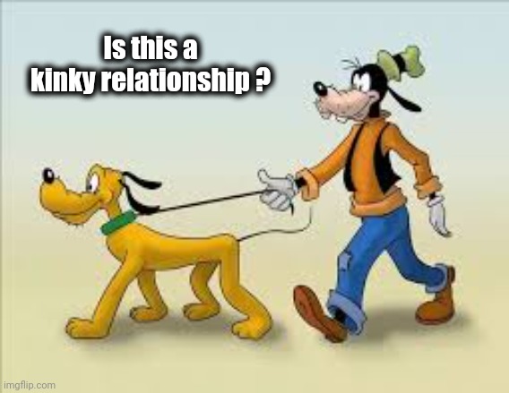 goofy and pluto | Is this a kinky relationship ? | image tagged in goofy and pluto | made w/ Imgflip meme maker