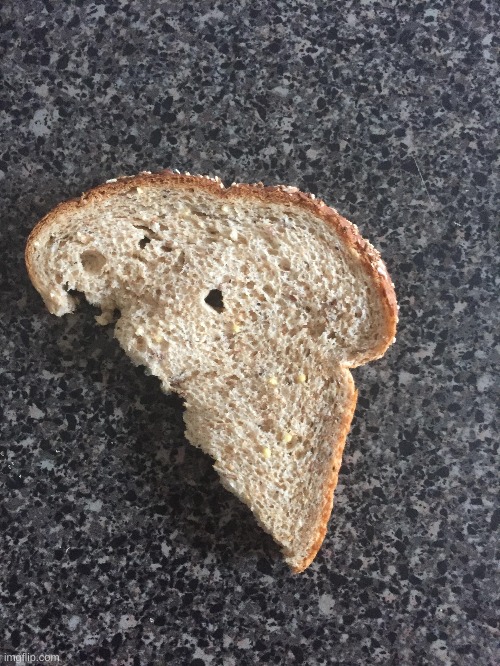 bread is now a template | image tagged in half eaten bread,random | made w/ Imgflip meme maker