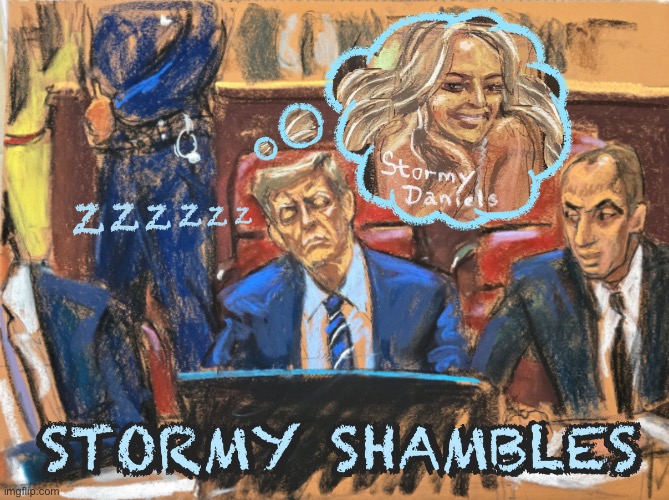 Trump Sleeping in Courtroom Sketch Stormy Shambles Meme | image tagged in trump sleeping in courtroom sketch stormy shambles meme | made w/ Imgflip meme maker