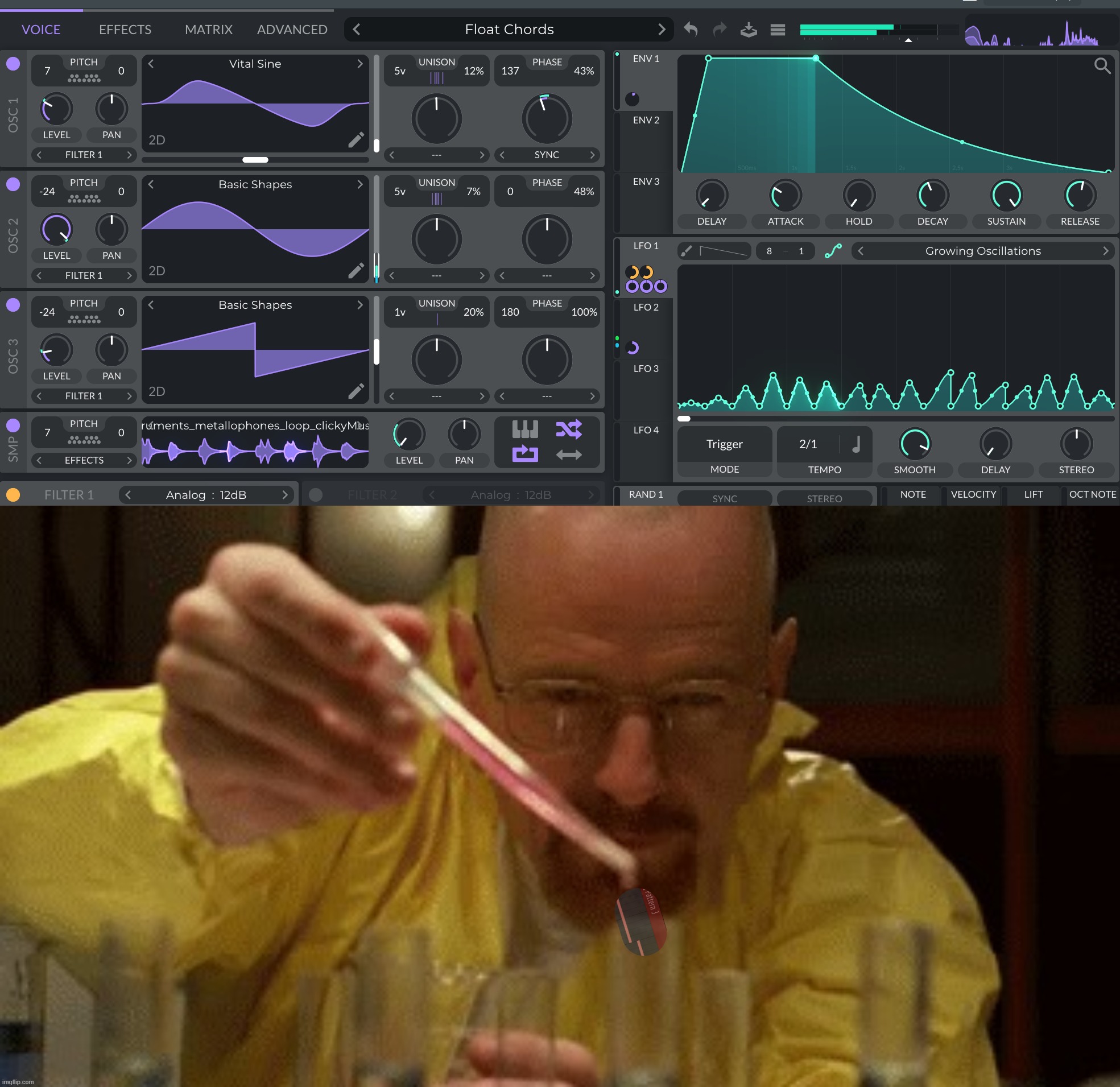 vital is probably my most favorite VST ever. | image tagged in walter white cooking | made w/ Imgflip meme maker