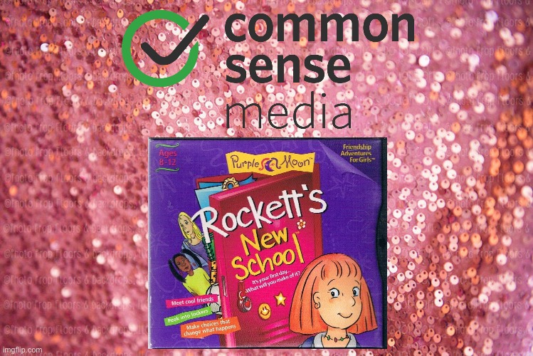 Rockett's New School (1997) (Video Game) | image tagged in pink sequin background,girl,girls,90s,deviantart,computer games | made w/ Imgflip meme maker