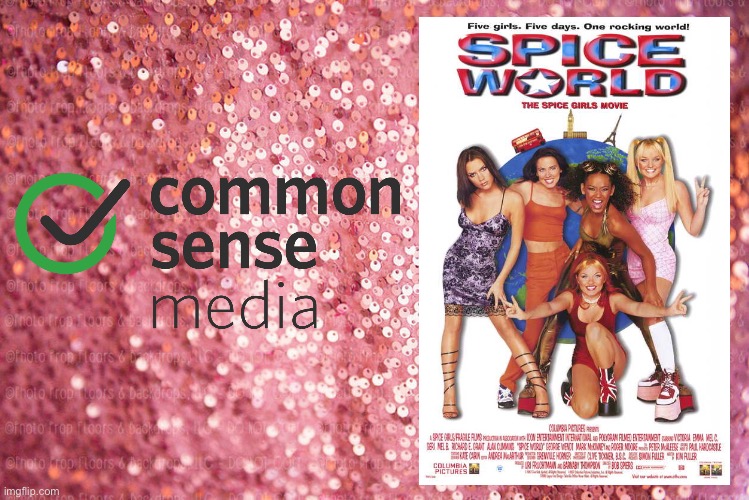 Spice World (1997) | image tagged in pink sequin background,spice girls,90s,deviantart,movie,music | made w/ Imgflip meme maker