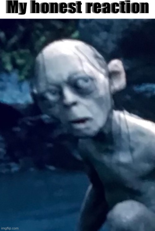 My honest reaction gollum | image tagged in my honest reaction gollum | made w/ Imgflip meme maker