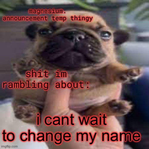 tired of it | i cant wait to change my name | image tagged in pug temp | made w/ Imgflip meme maker